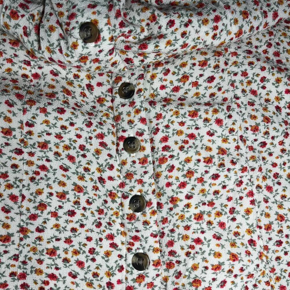American Eagle Woman’s Small Floral Button-Front Cap Sleeve Dress - Picture 6 of 9